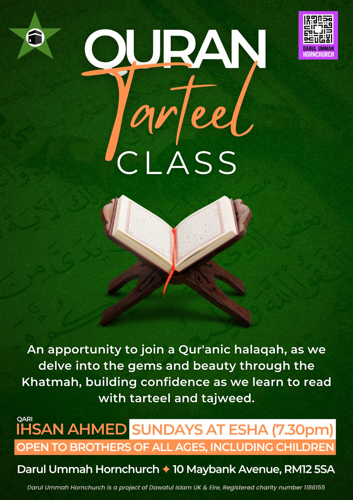 Quran Tarteel Class poster